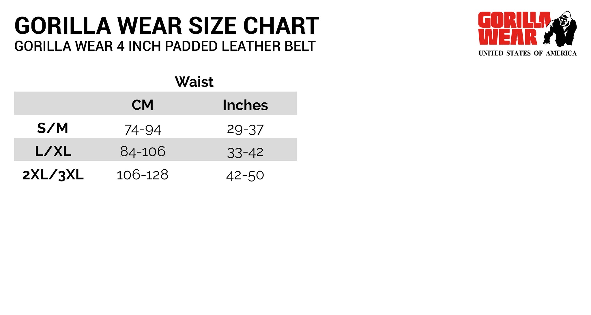 Gorilla Wear 4 Inch Padded Leather Belt, svart / grå