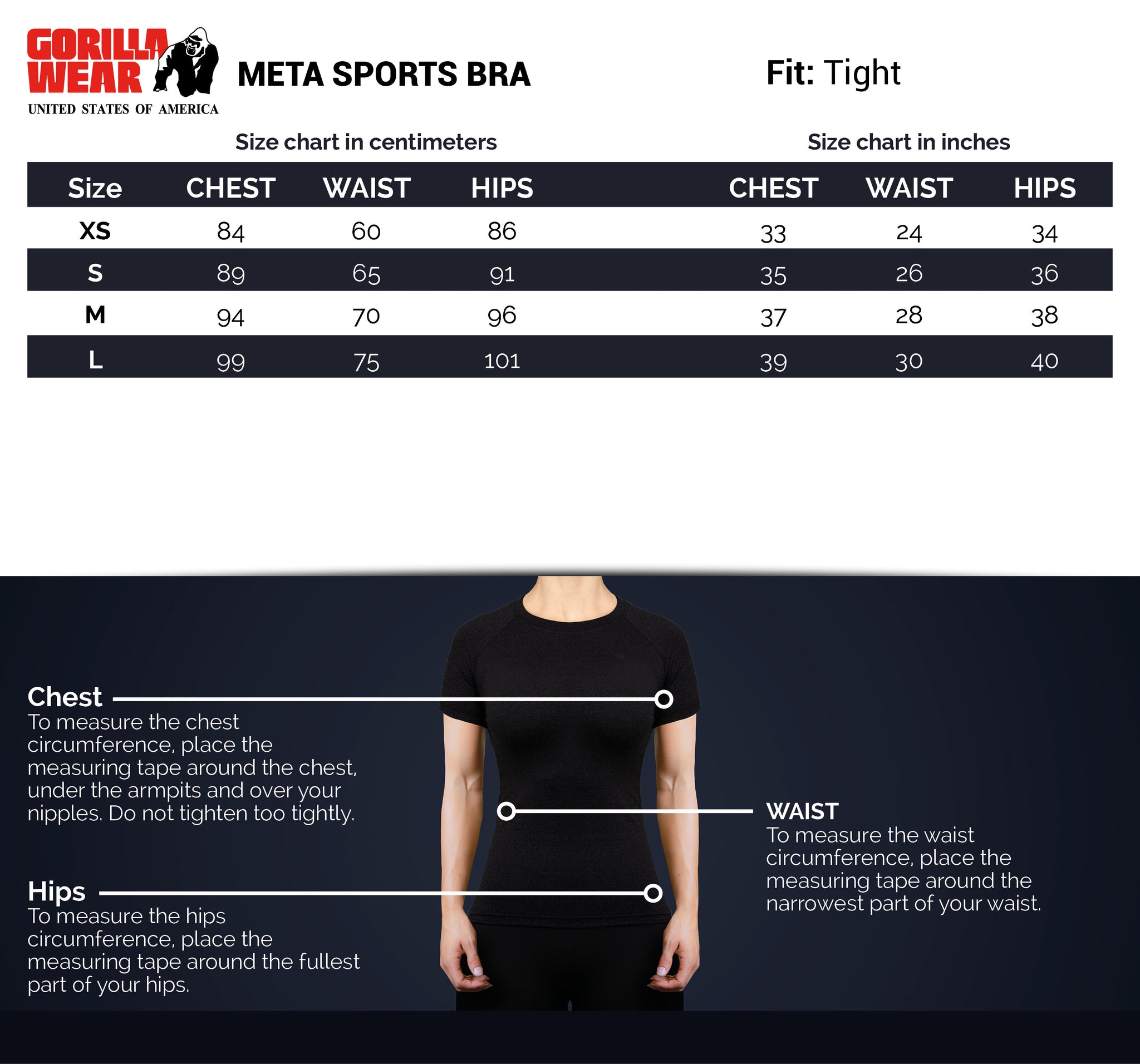 Gorilla Wear Meta Sports Bra, black