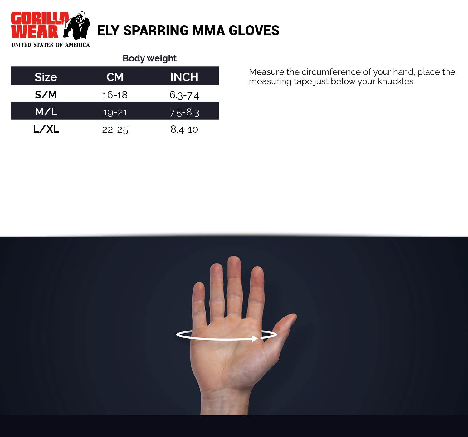 Gorilla Wear Ely MMA Sparring Gloves, black/white