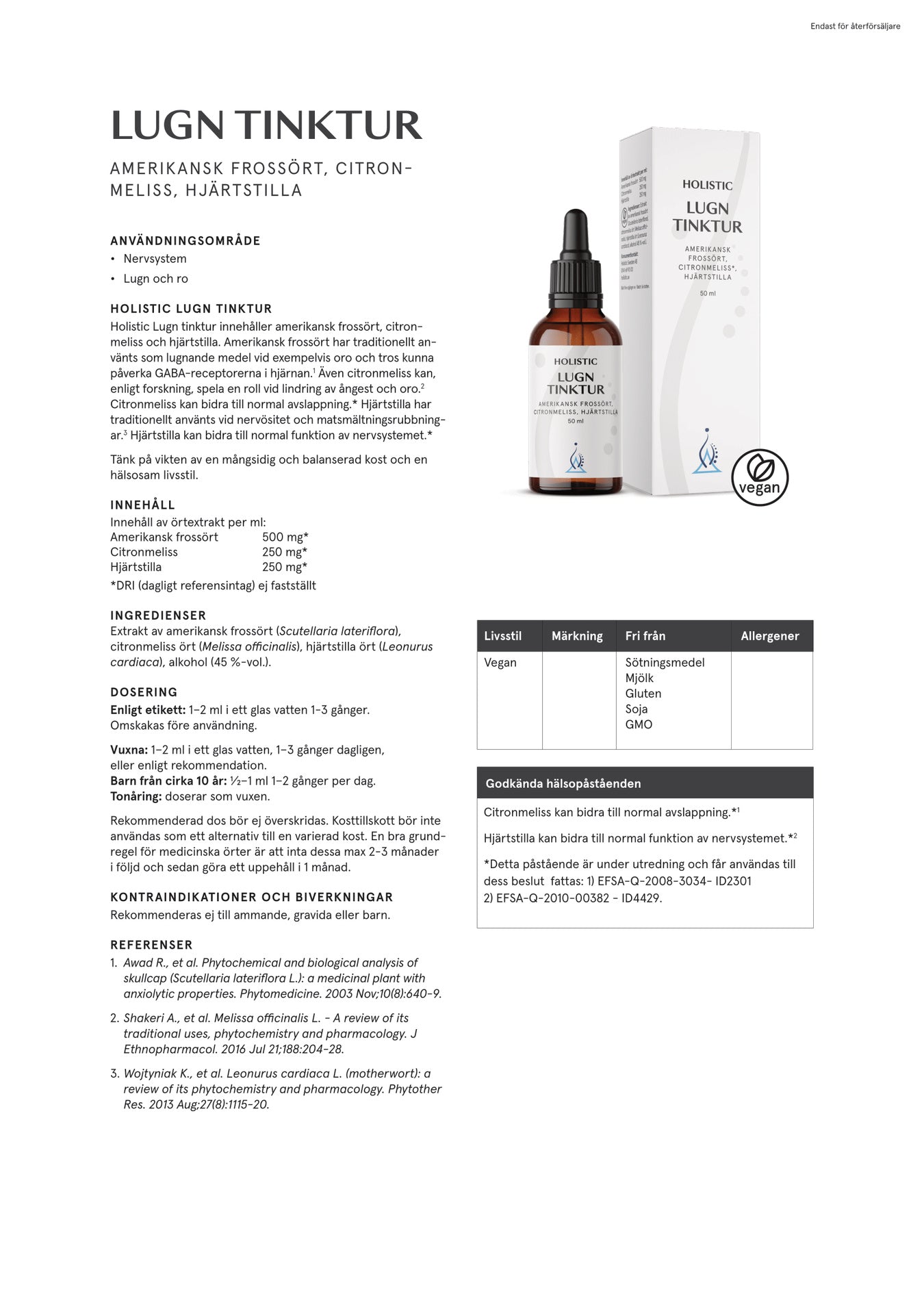 Holistic Lugn tinktur, 50 ml