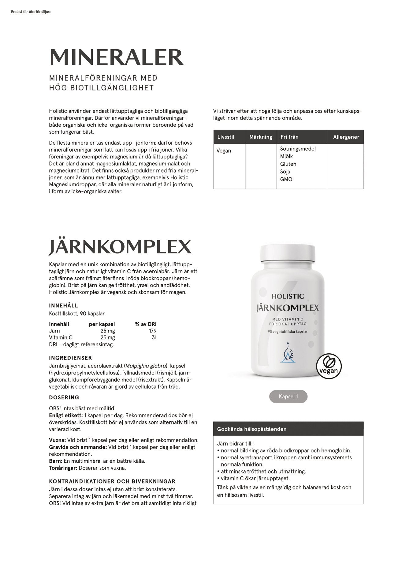 Holistic Magnesiumbisglycinat 100 mg, 90 kapslar