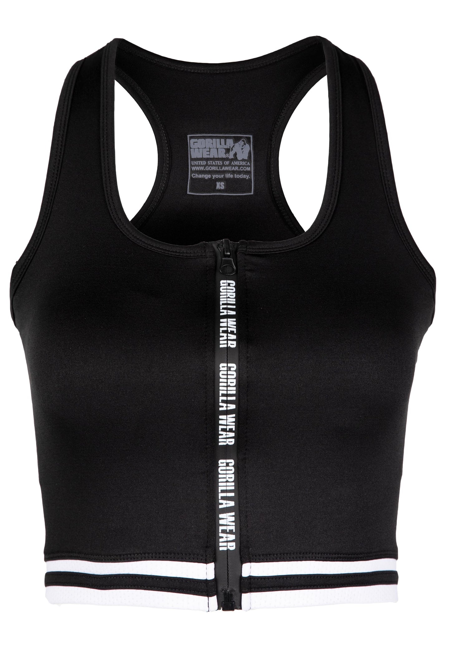 Gorilla Wear Mesa Zip Front Crop Top, black