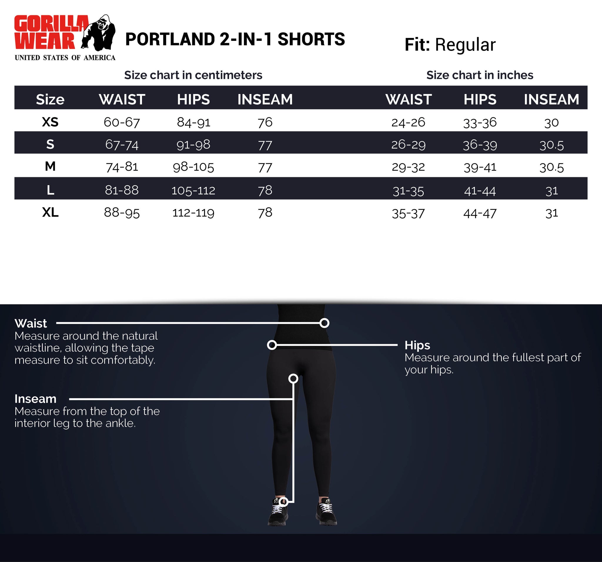 Gorilla Wear Portland 2-In-1 Shorts, black