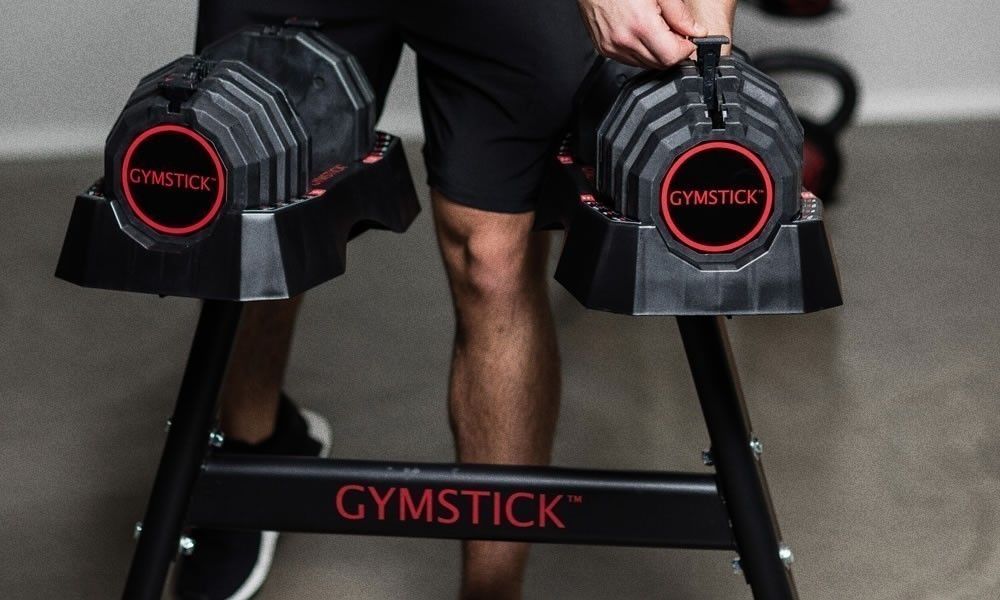 Gymstick Justerbar hantel Quick-Lock Dumbbell – En hel hantelpark i en enda vikt Ställbar 22,5kg