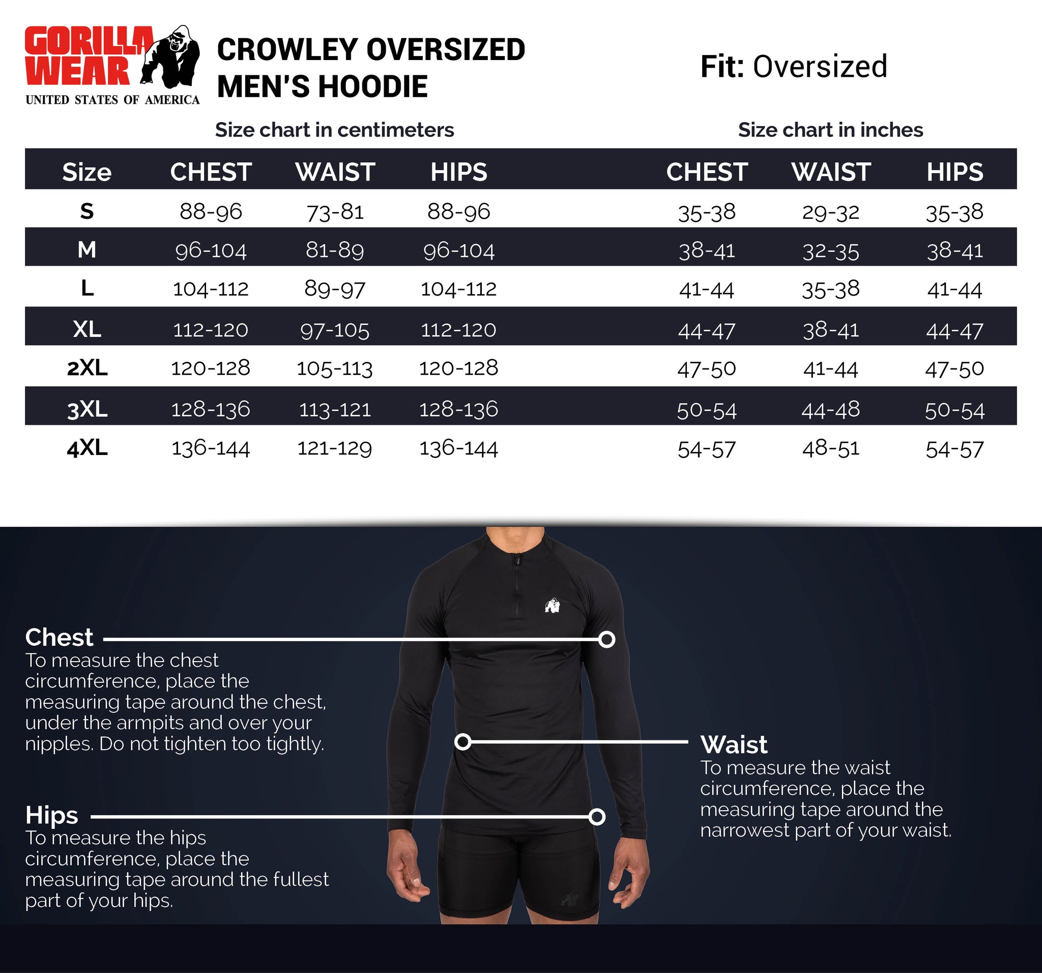 Gorilla Wear Crowley Oversized Men's Hoodie, washed grey