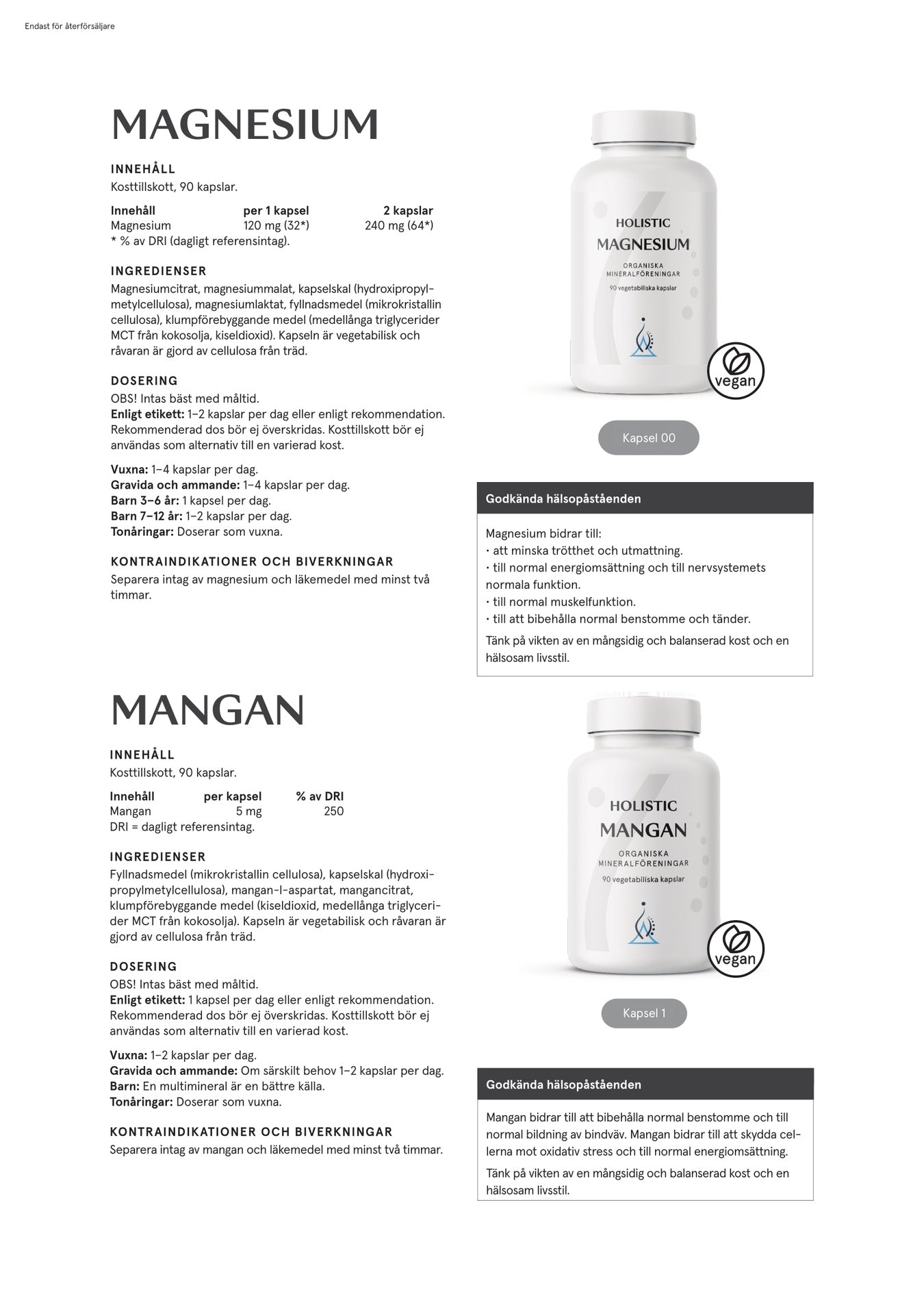 Holistic Magnesium 120 mg, 90 kapslar