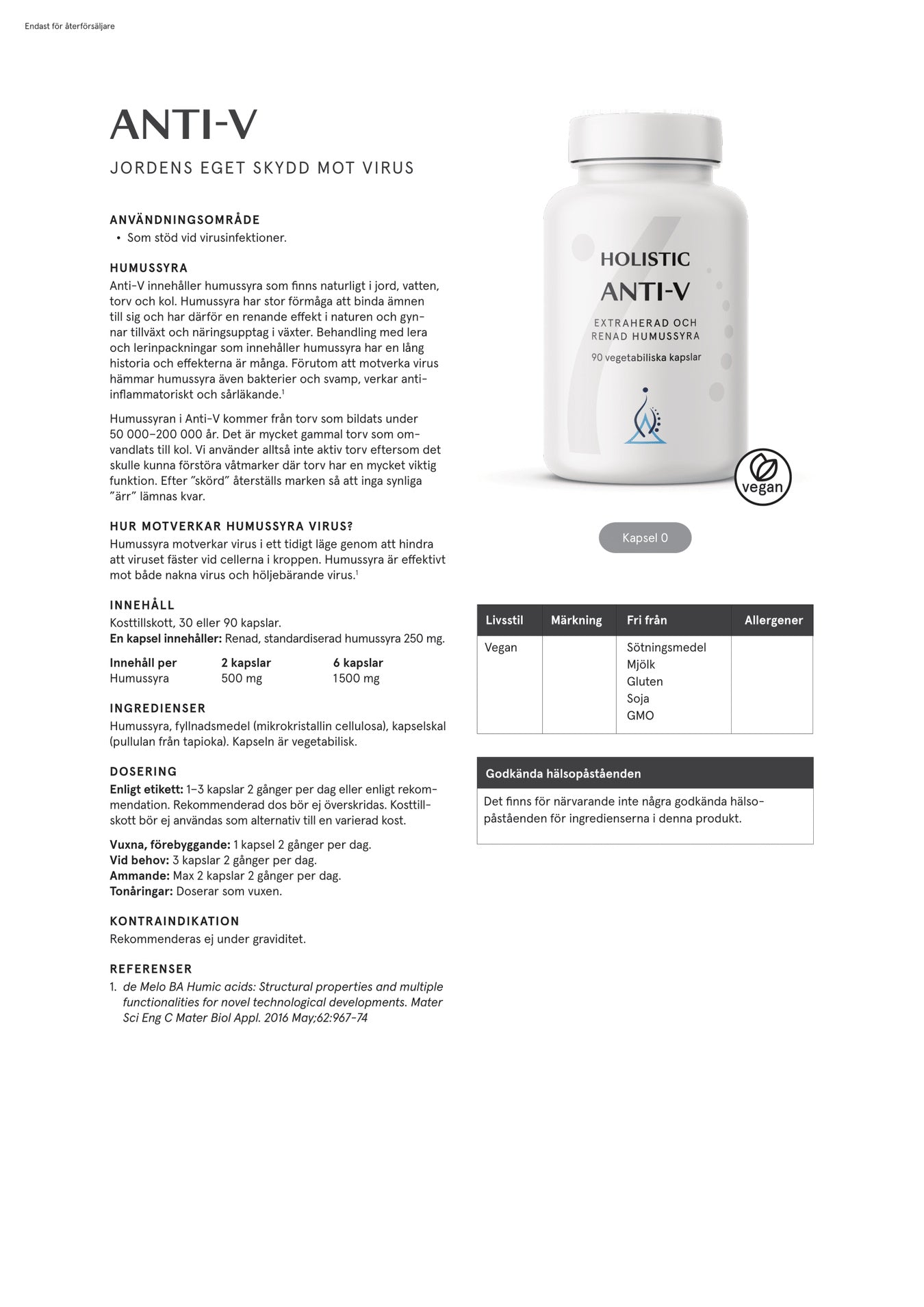 Holistic Anti-V, 30 kapslar