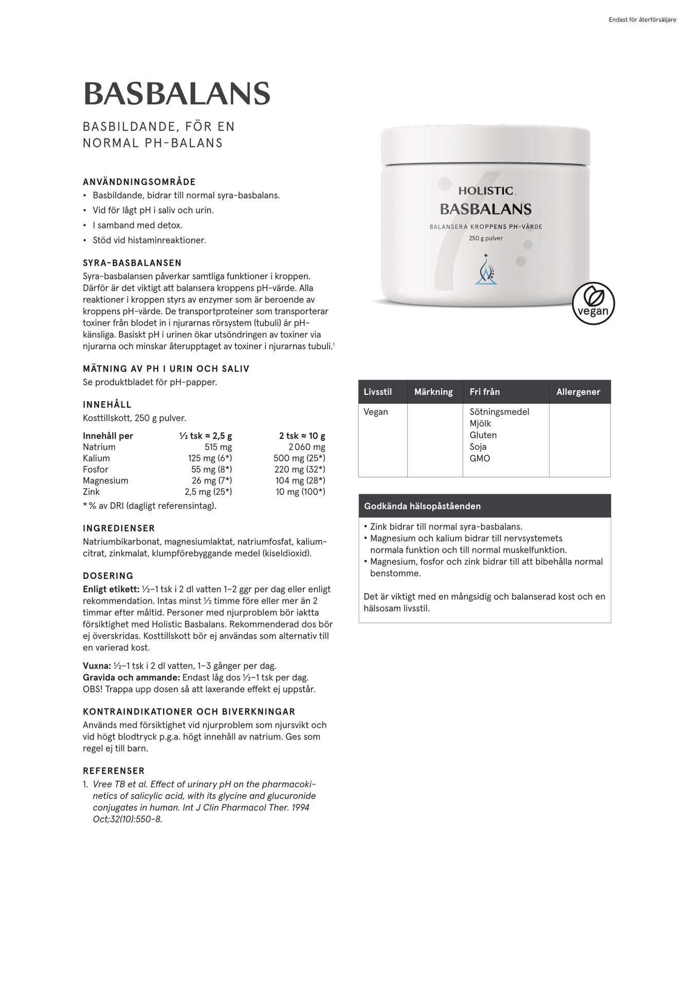 Holistic Basbalans, 250 g pulver