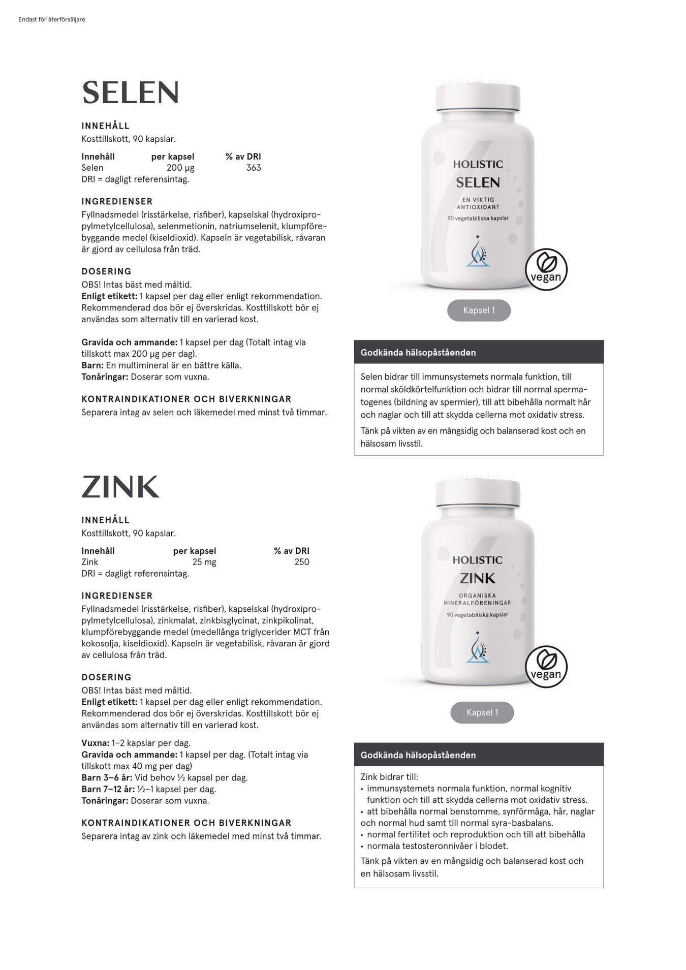 Holistic Zink 25 mg, 90 kapslar