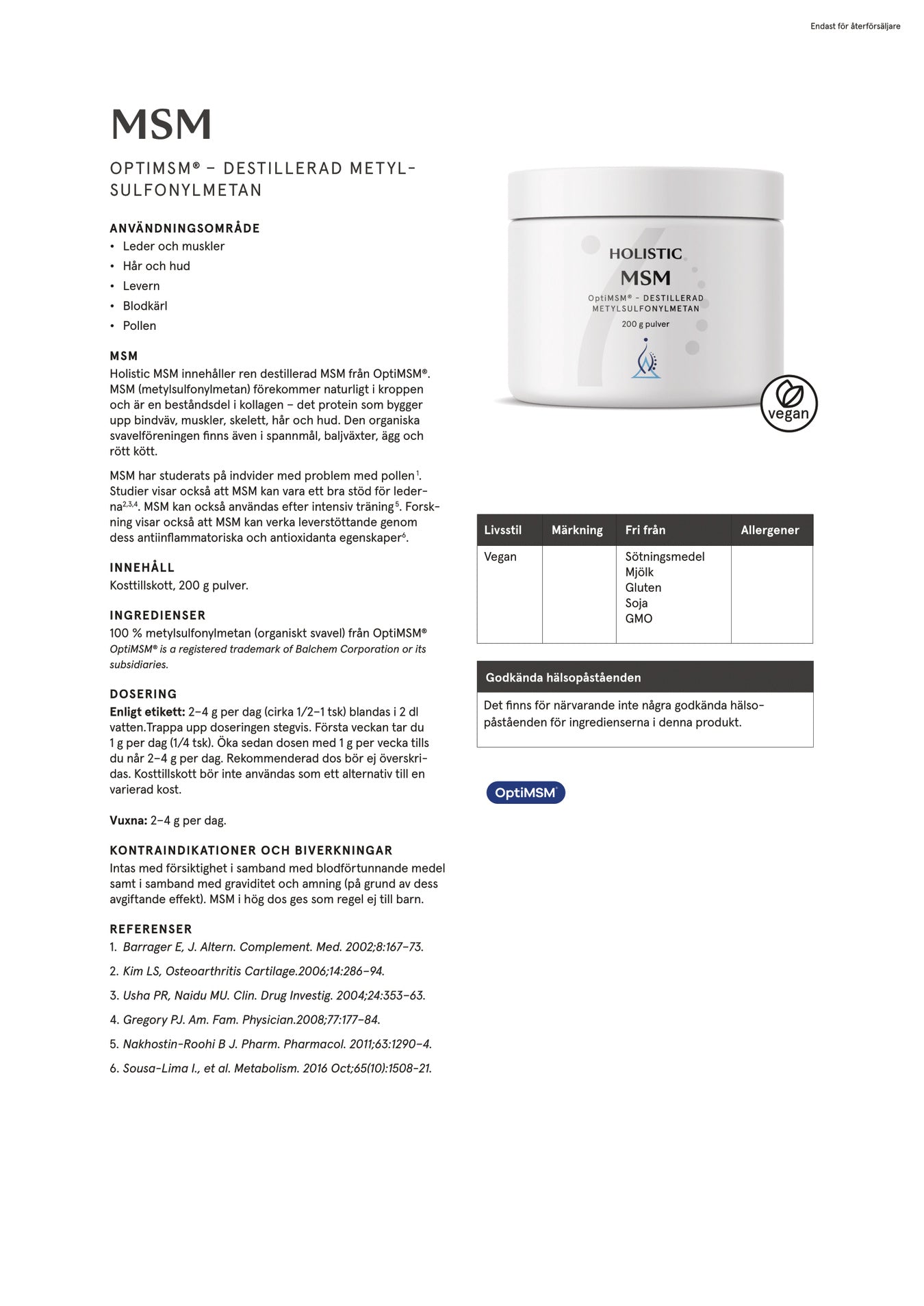 Holistic MSM 200 g
