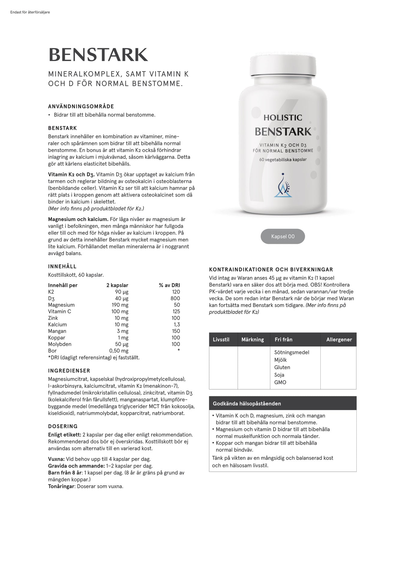 Holistic Benstark, 60 kapslar