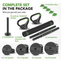 Tunturi Barbell/Dumbbell Set, 28kg Vin