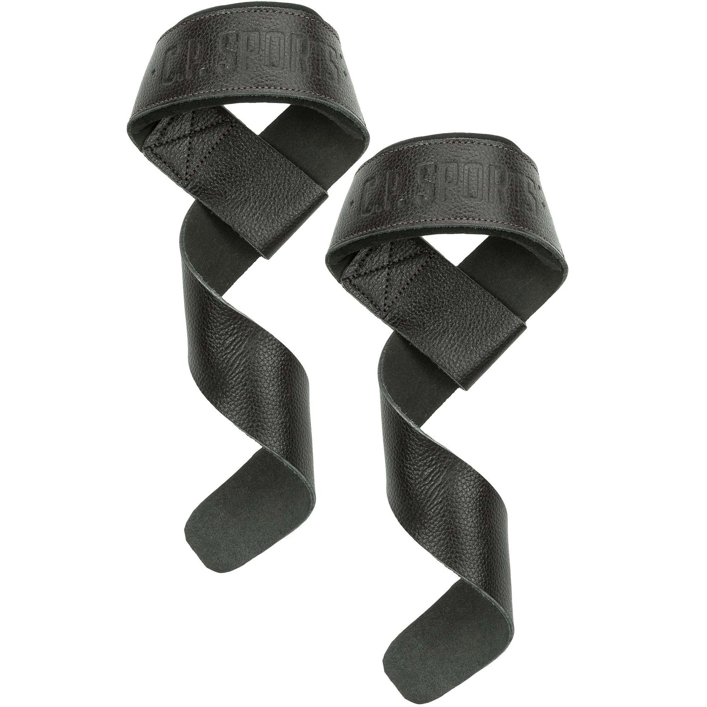 C.P. Sports Padded Leather Lifting Straps, black