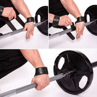 C.P. Sports Padded Leather Lifting Straps, black