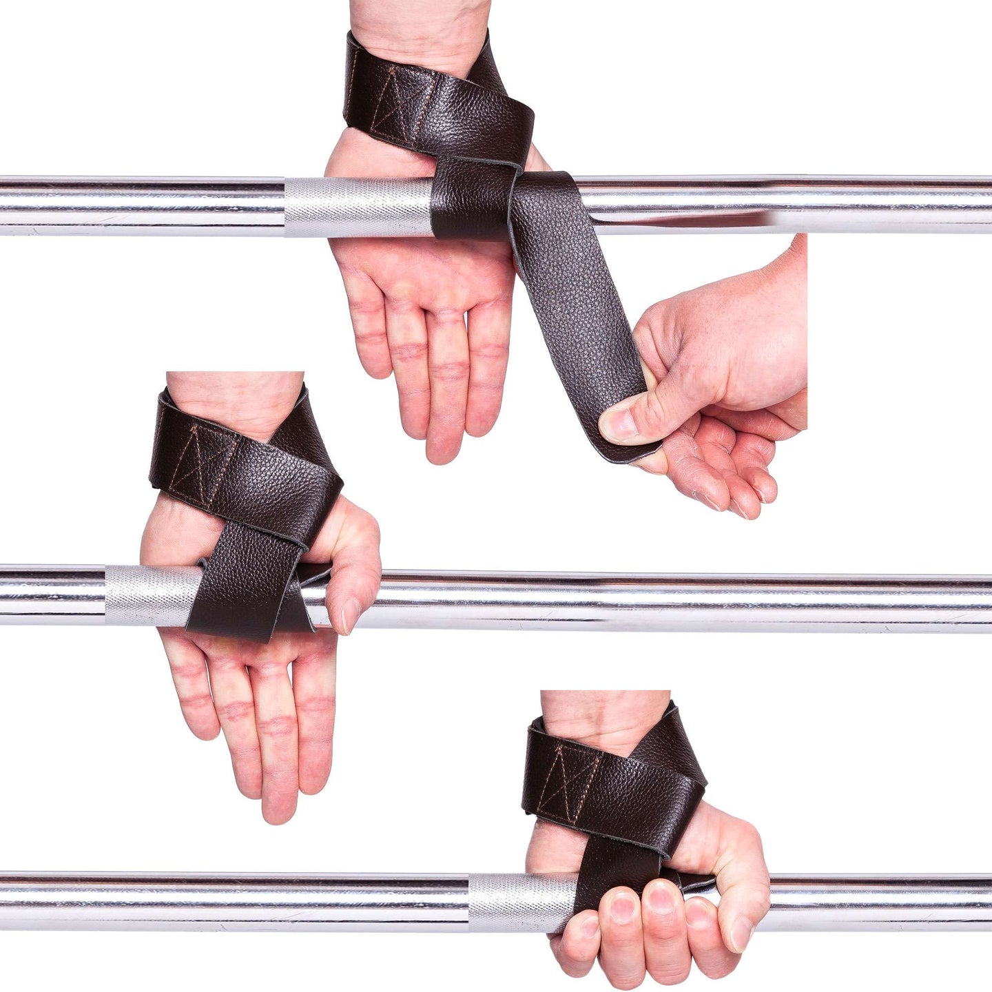 C.P. Sports Padded Leather Lifting Straps, black