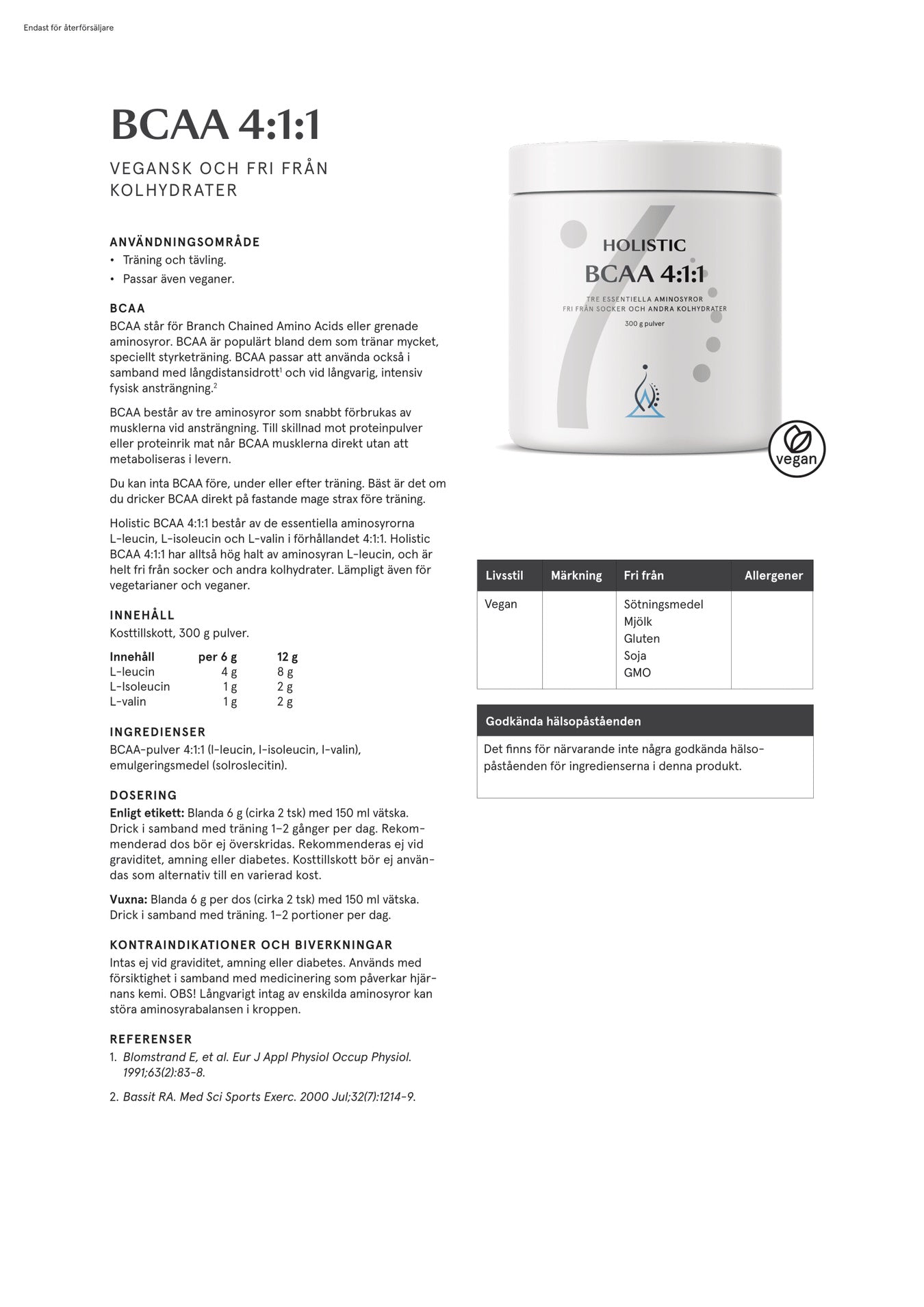 Holistic BCAA 4:1:1, 300 g