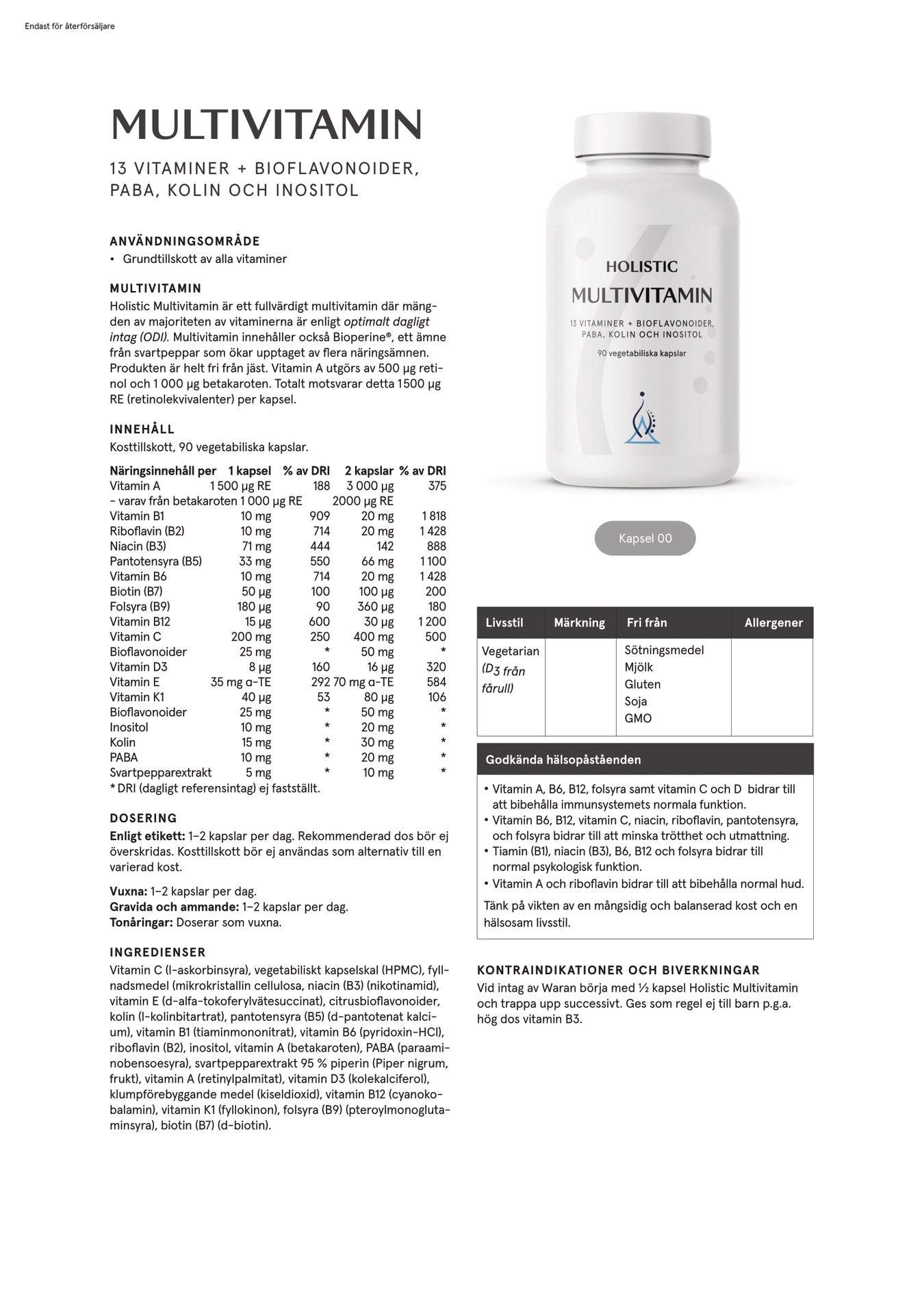 Holistic Multivitamin, 90 kapslar