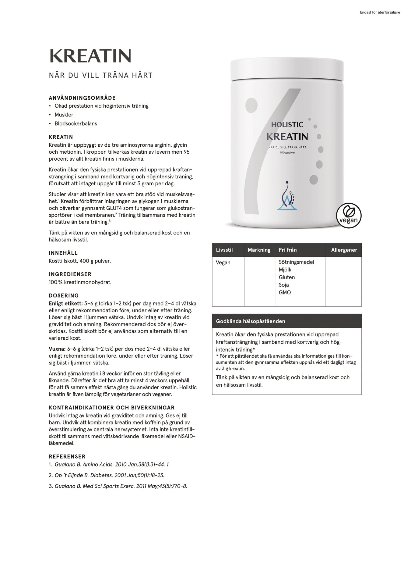 Holistic Kreatin Monohydrate 400g