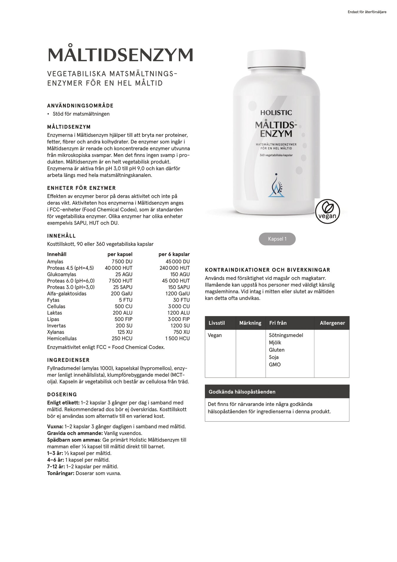 Holistic Måltidsenzym, 90 kapslar