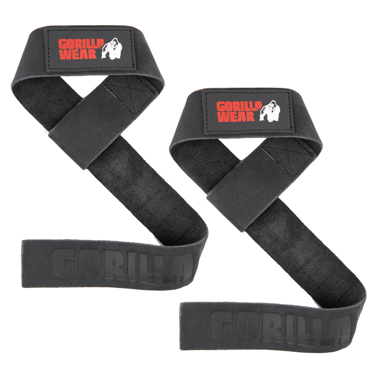 Gorilla Wear Leather Lifting Straps, black