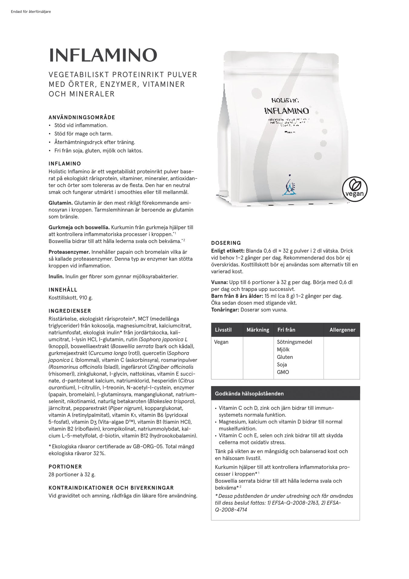 Holistic Inflamino, 910 g