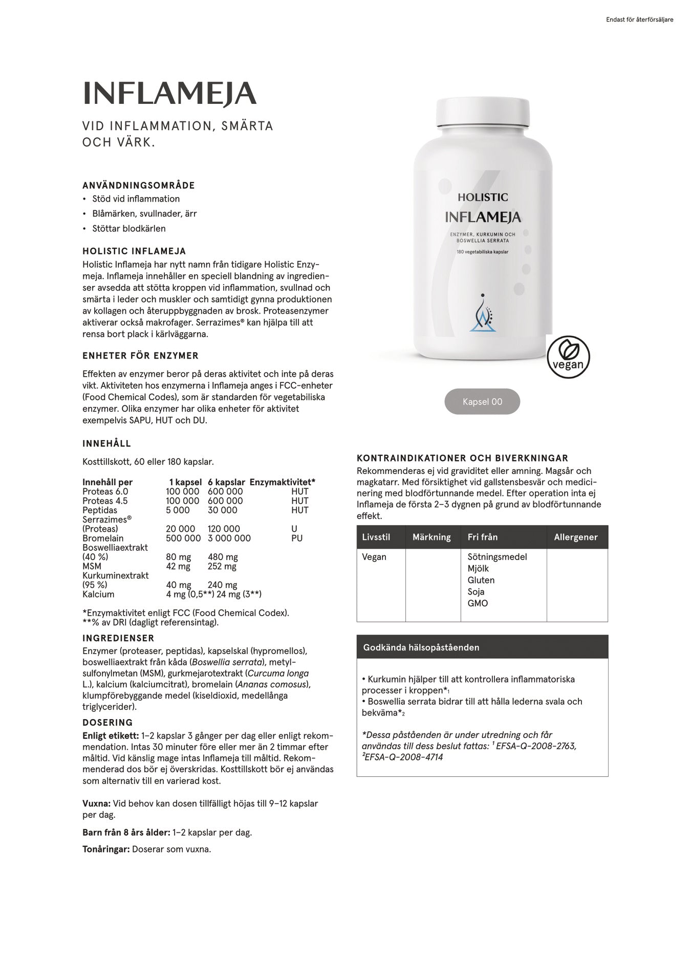 Holistic Inflameja, 180 kapslar