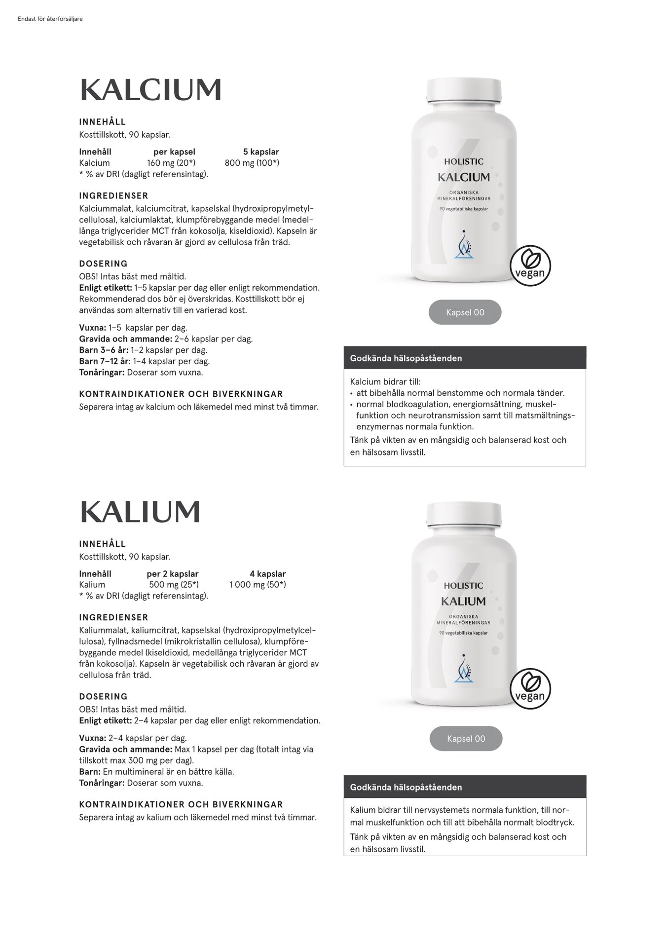 Holistic Kalcium 160 mg, 90 kapslar