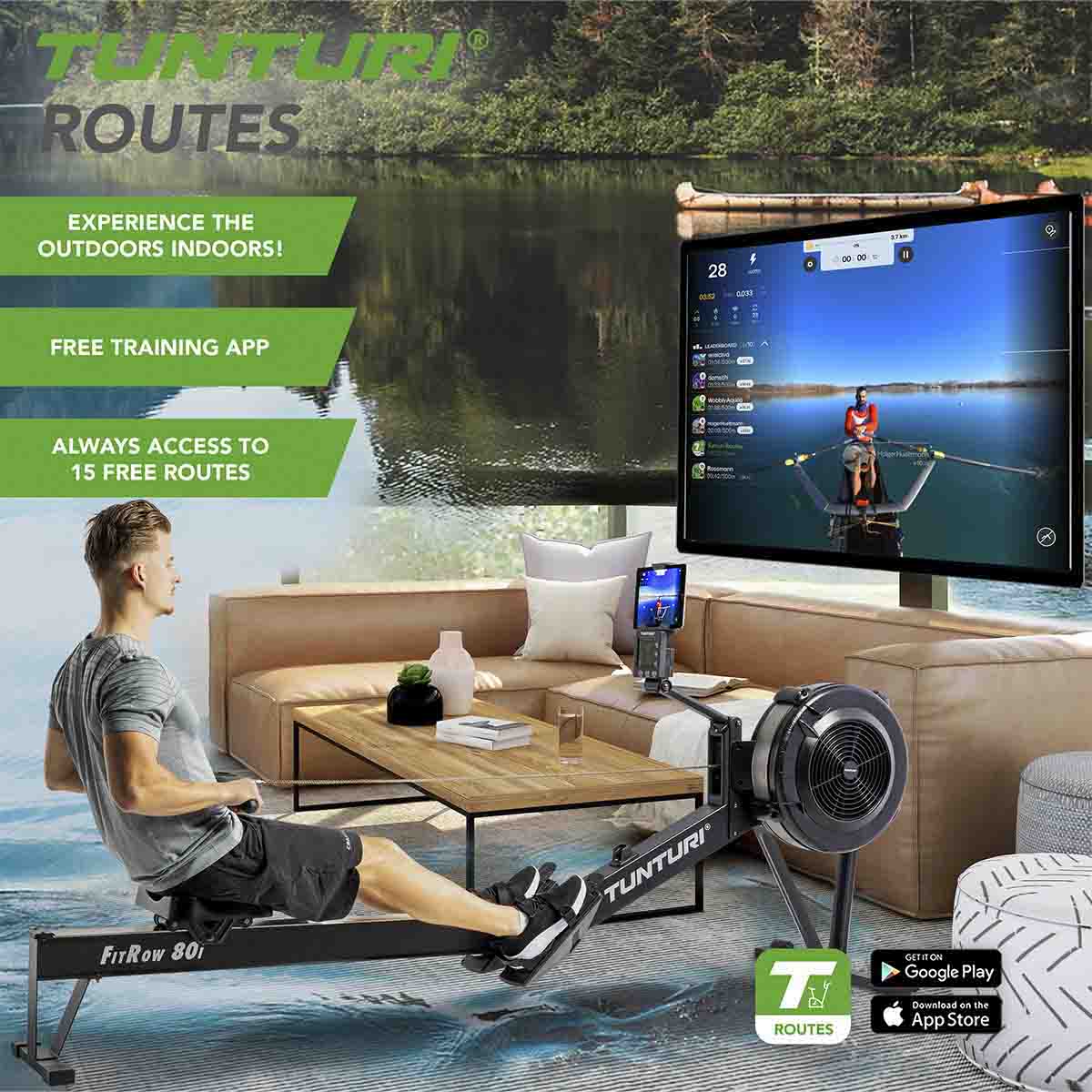 Tunturi Platinum RW30 Rower – Roddmaskin med vattenmotstånd och realistisk känsla