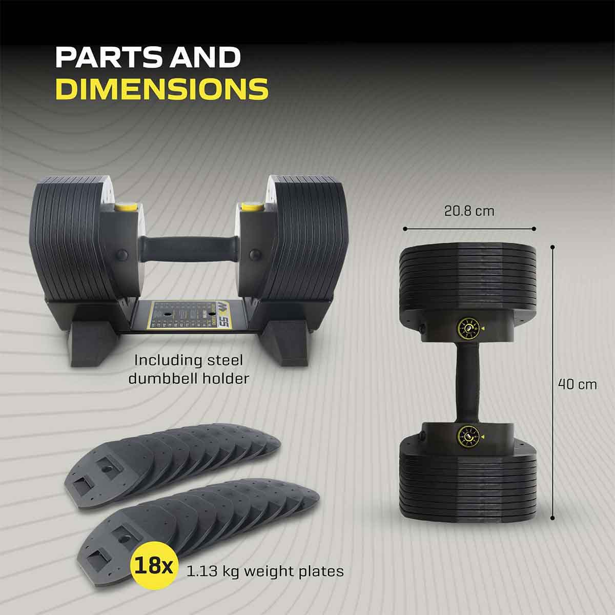 MX55 Justerbar Hantel – 4,5–24,9 kg