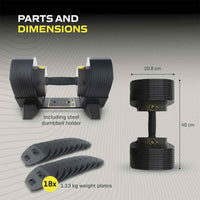 MX55 Justerbar Hantel – 4,5–24,9 kg
