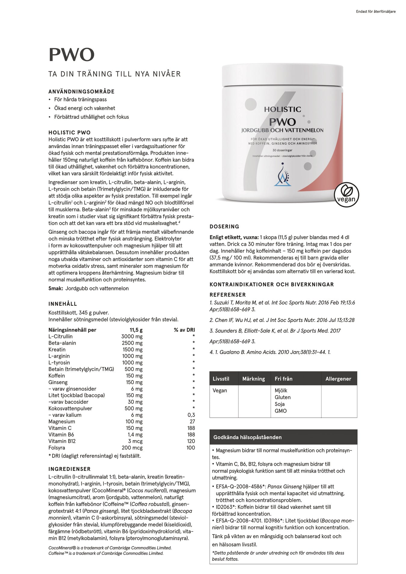 Holistic PWO jordgubb och vattenmelon, 345 g