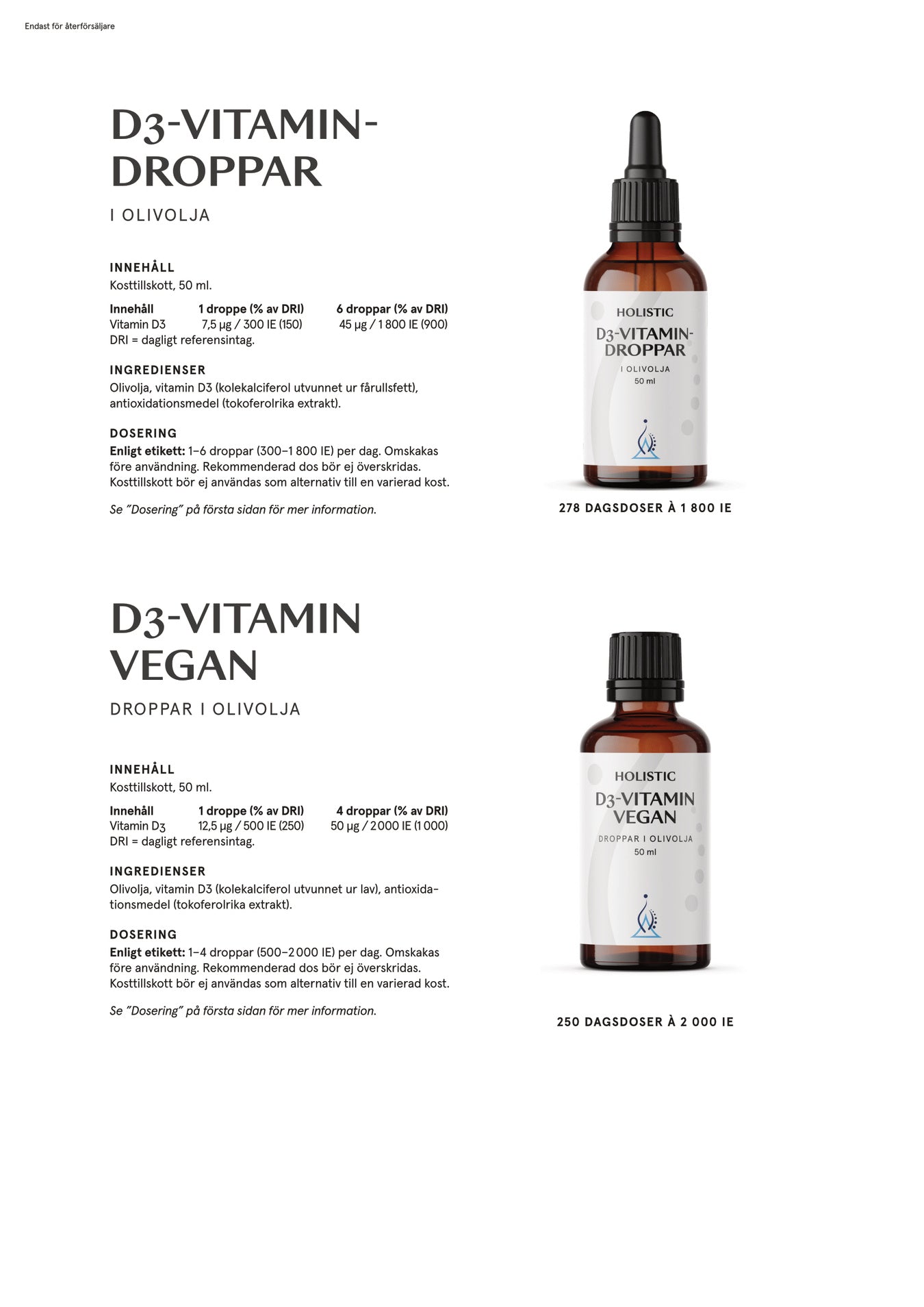 Holistic D3-vitamin droppar, 50 ml
