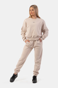 Nebbia Iconic Mid-Waist Sweatpants, cream