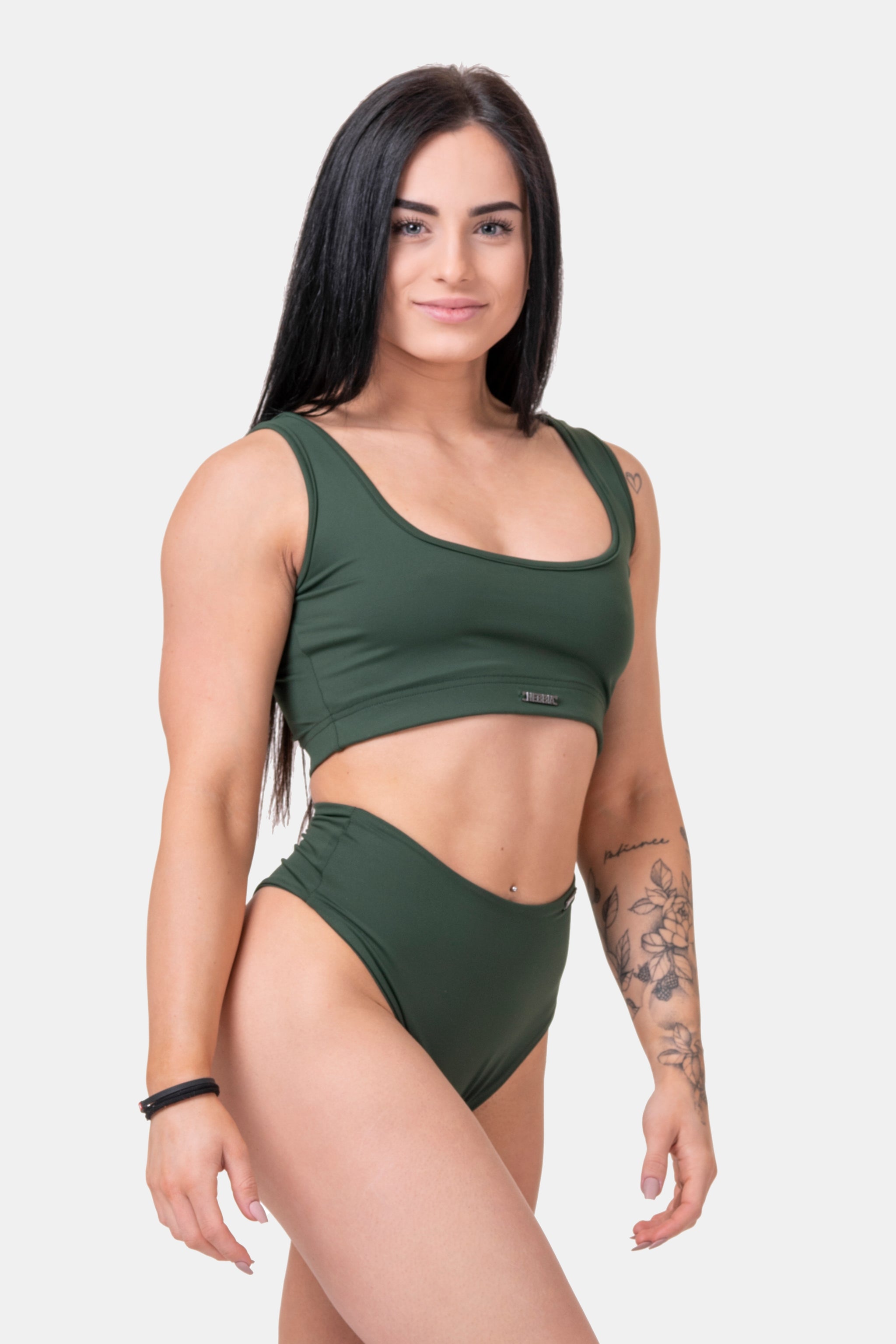 NEBBIA Miami Sporty Bikini Top, dark green