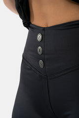 NEBBIA High Waist Glossy Look Bubble Butt Pants, vulcanic black