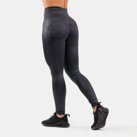 NEBBIA High Waist Glossy Look Bubble Butt Pants, vulcanic black