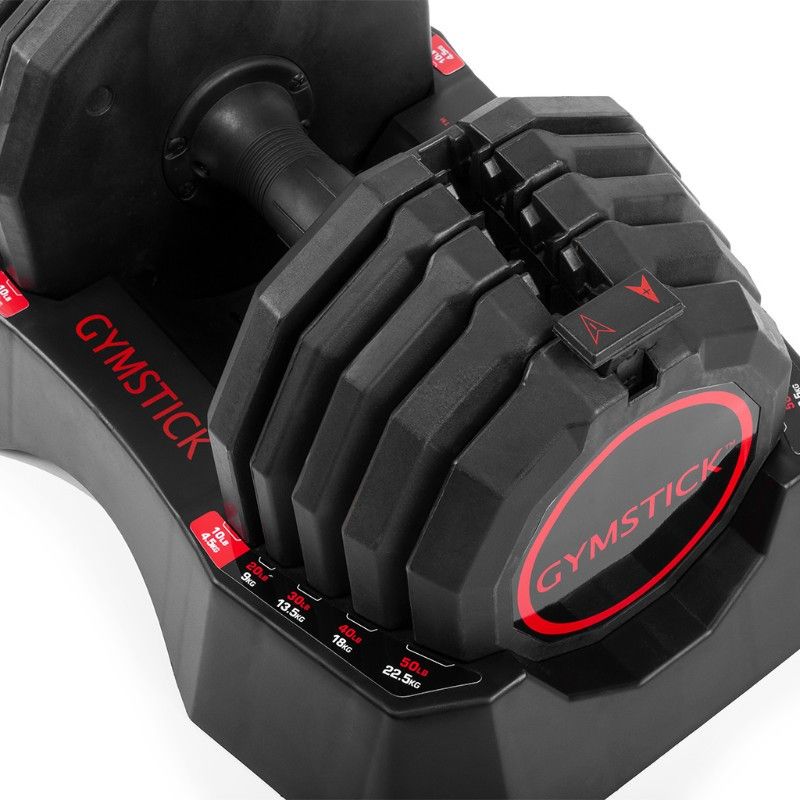Gymstick Justerbar hantel Quick-Lock Dumbbell – En hel hantelpark i en enda vikt Ställbar 22,5kg