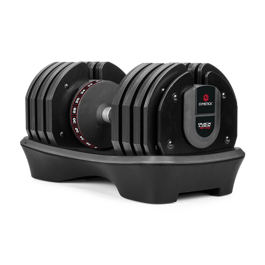 Gymstick Quick-Lock Dumbbell 36 kg – Justerbar hantel för effektiv och platsbesparande hemmaträning