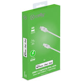 Celly USB-C till Lightning Kabel 60W 1m Vit
