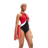 Speedo Womens Colourblock Highneck Crossback Black/Red