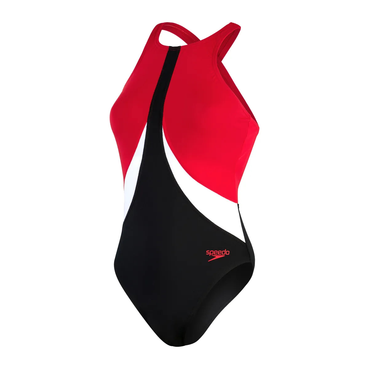 Speedo Womens Colourblock Highneck Crossback Black/Red