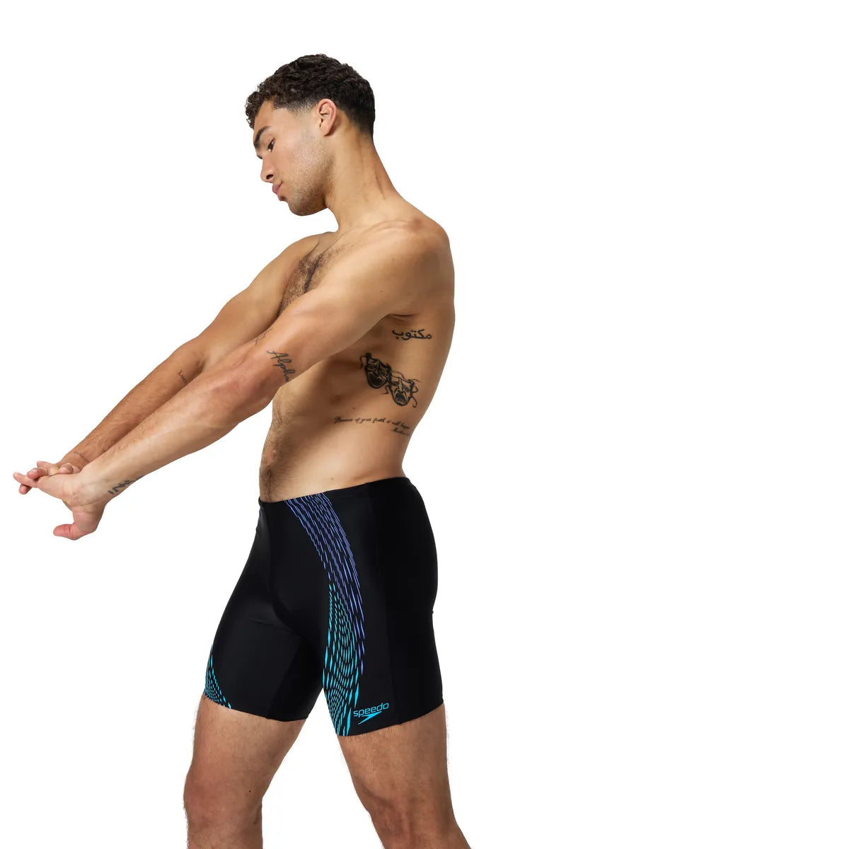 Speedo Mens Duo Logo Print Mid Jammer Blue