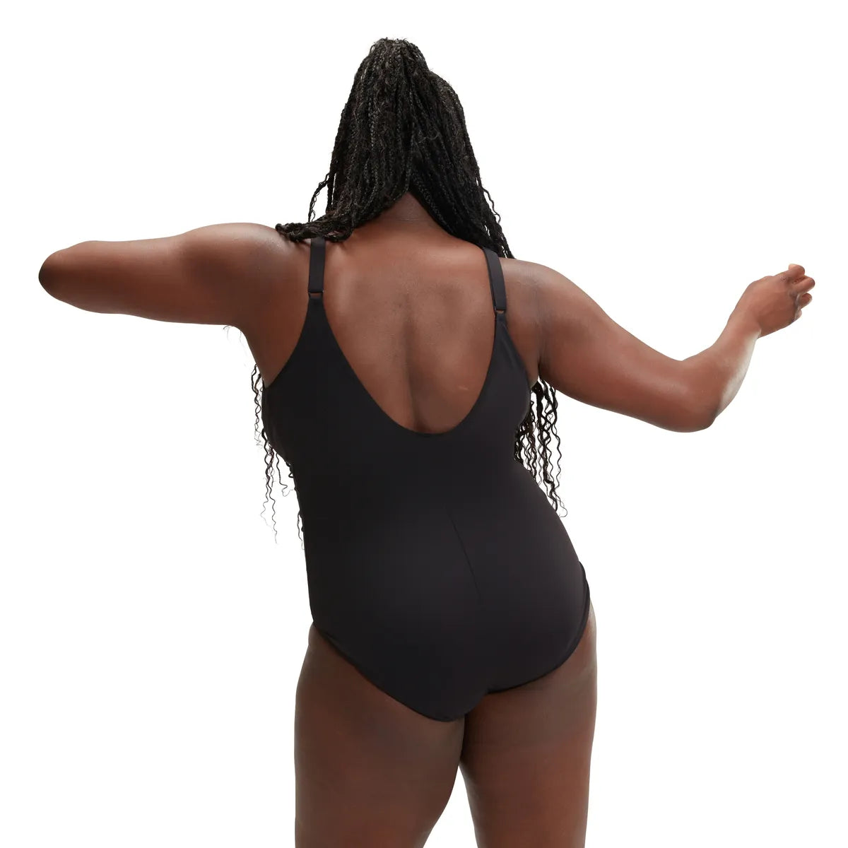 Speedo Plus Size Solid Aquanite Swimsuit Black