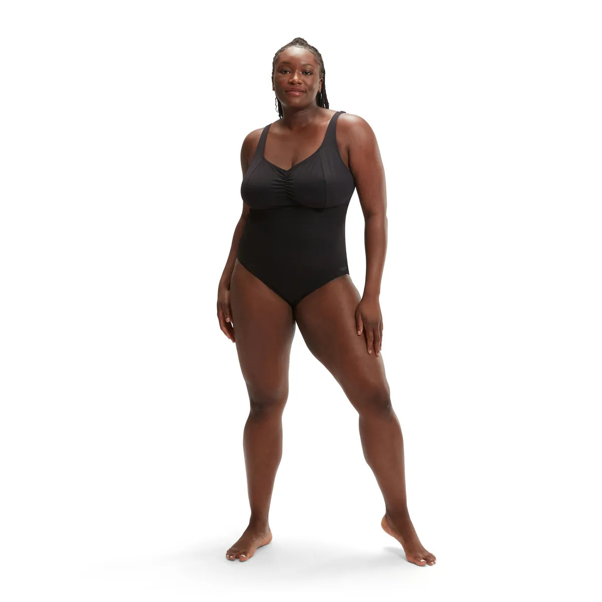 Speedo Plus Size Solid Aquanite Swimsuit Black