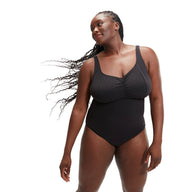 Speedo Plus Size Solid Aquanite Swimsuit Black