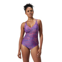 Speedo Womens Shaping Printed V Neck 1 Piece Blue