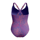 Speedo Womens Shaping Printed V Neck 1 Piece Blue