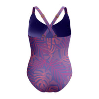 Speedo Womens Shaping Printed V Neck 1 Piece Blue