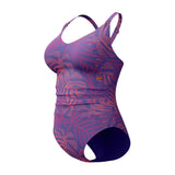 Speedo Womens Shaping Printed V Neck 1 Piece Blue