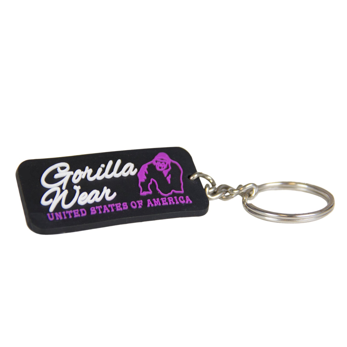Gorilla Wear GW Gummi Logotyp Nyckelring, Svart/Rosa